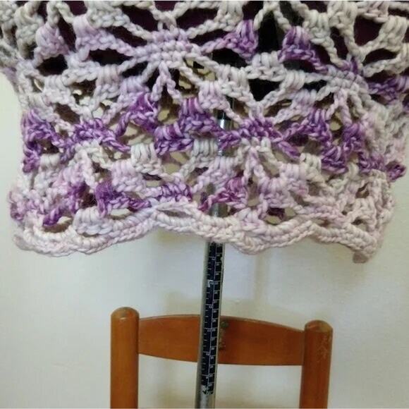 Icy Grape Crochet Dress Swim Cover boho lace purple wool washable plus sized XXL - Picture 10 of 16